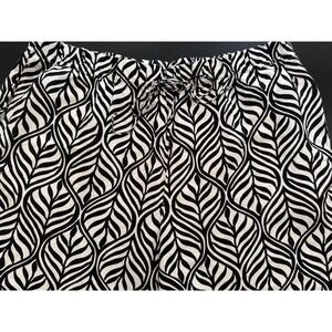 H&M Wide-Leg Linen‎ Blend Pant Womens XXL Black/Cream Elastic Pull-On Comfort